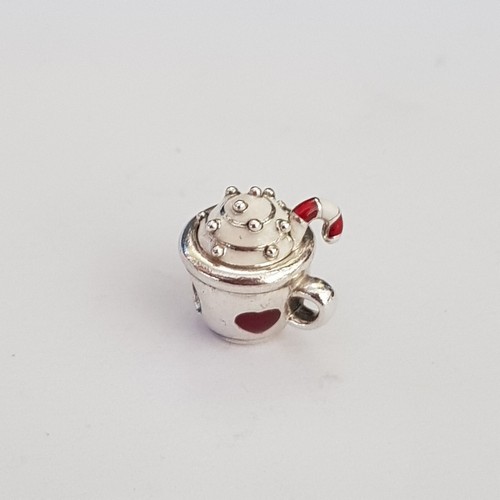Genuine PANDORA Silver Cocoa & Candy Cane Christmas Charm 797523ENMX - Picture 7 of 7