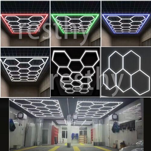 5/11/14/16/28X HEXAGONAL LED GARAGE LIGHTS HONEYCOMB DETAILING SHOWROOM OFFICE