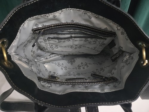 Kate Landry Black Leather and Woven Shoulder Bag - Picture 8 of 8