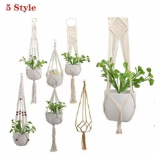 5 Style Garden Plant Hanger Macrame Hanging Planter Basket Rope Pot Holder Decor