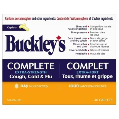 BUCKLEY'S COMPLETE Cough, Cold & Flu Extra Strength Daytime 40 Count Canada