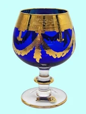 Set of 1 Interglass Italy Crystal Glasses - Cobalt Blue Italian Wine Goblets