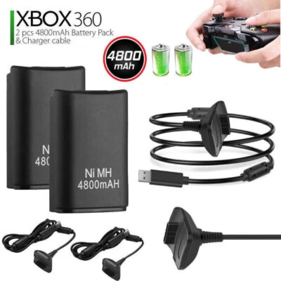 2x Xbox 360 Akku Pack Set für XBOX 360 Controller Ni-mh-Batterie 4800mA - Bild 1 von 4