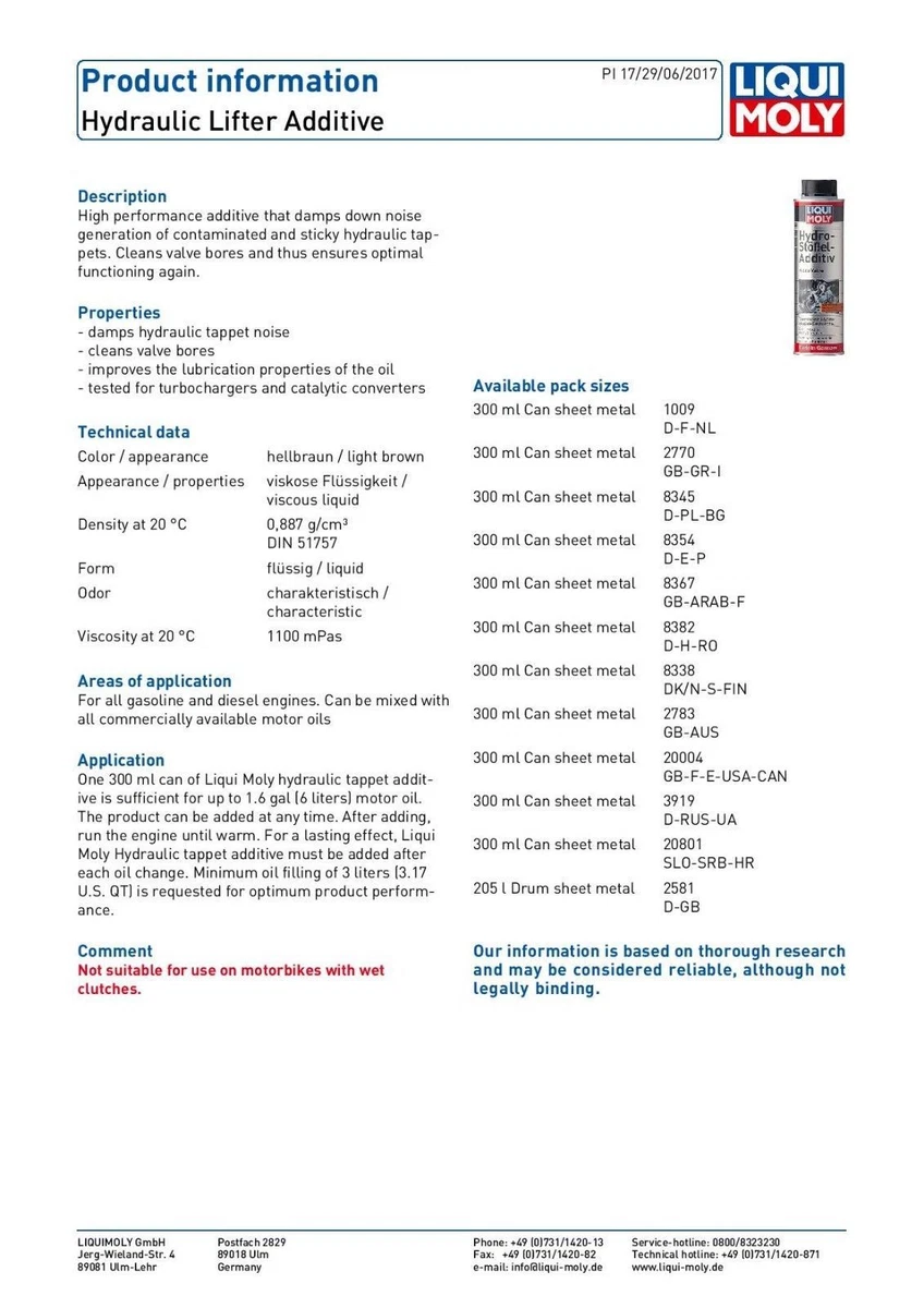 Liqui Moly 20004 Hydraulic Lifter Additive, 48 OFF