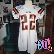 Vintage 80s RIPON ATHLETIC White Orange Black Football Jersey Number 22 USA - XL