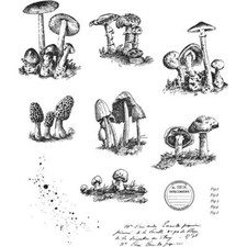 NEW Tim Holtz Stampers Anonymous "TINY TOADSTOOLS" Rubber Cling Stamp Set 2019