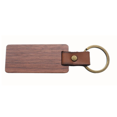 10 Pack Blank Wood Keychains - DIY Walnut Key Tags With Leather Straps