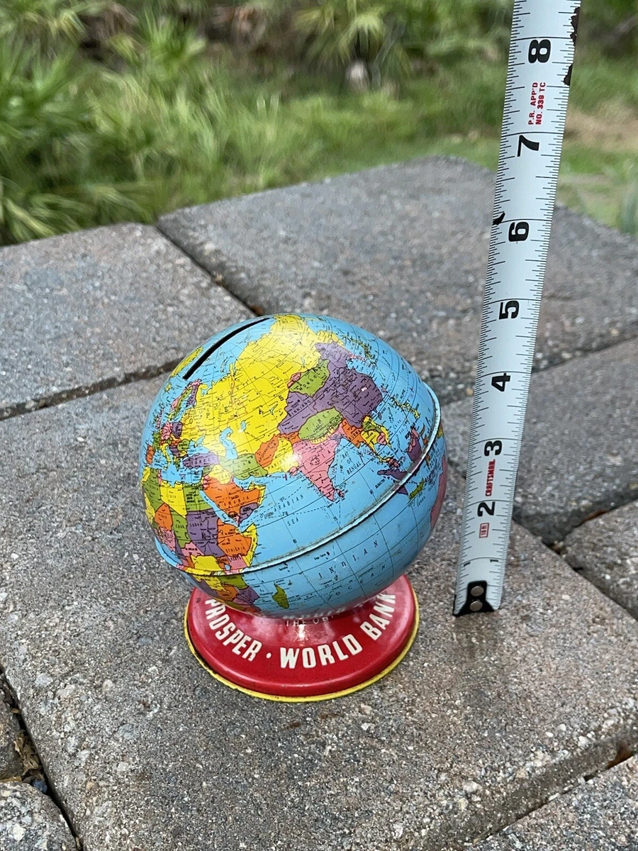Vintage The Ohio Art Co. Metal World Globe Piggy Bank Made in USA | eBay