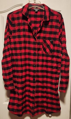 Eddie Bauer Women s Flannel Sleep Shirt Plaid Sleepwear SZ Med NWT MSRP $55