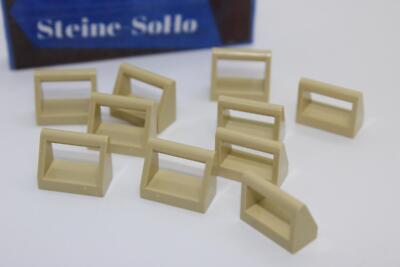 Lego (c) 10x Fliese mit Griff / Halterung - 1x2 - tan / hell - 2432 - tile 1x2