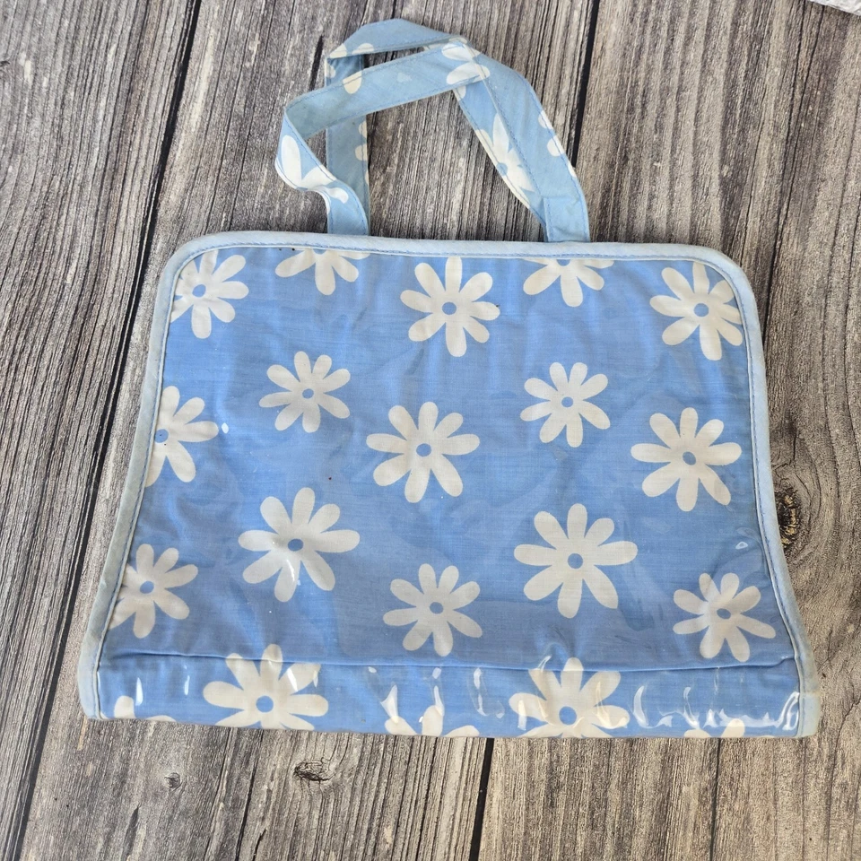 Avon Blue & White Flower Travel/Make Up Foldable Carry Case READ - Image 3 of 4