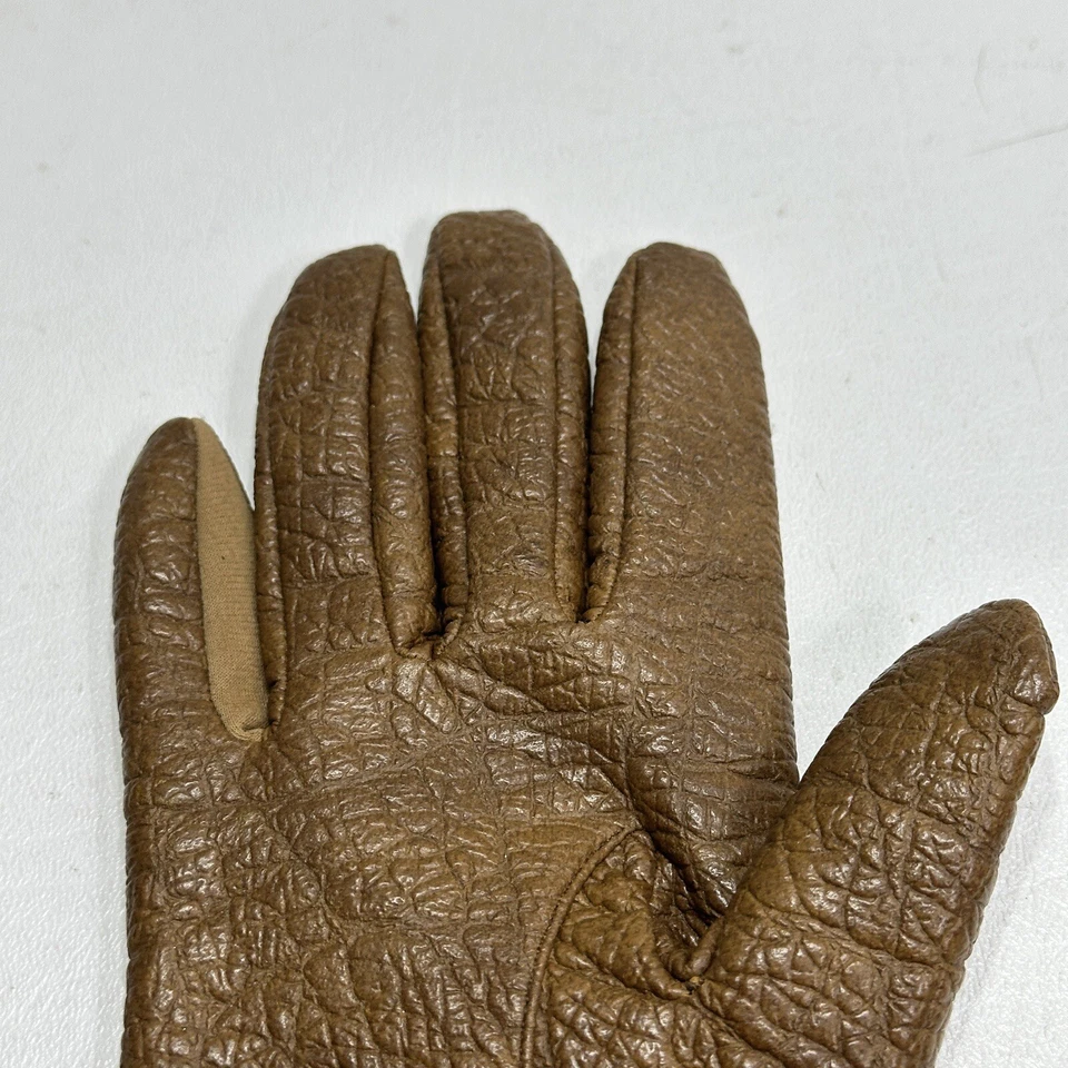 Guantes Mujer 6.5 Marrón Arrugado Texturizado Recubierto Algodón Forrado Muñeca Puntada Superior Foto 3 de 4