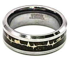 Tigrade Mens' Size 8 "Heartbeat" Tungsten Carbide 8 mm Comfort Fit Wedding Band