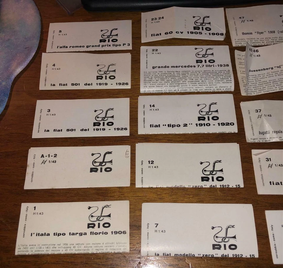 Lote de 17 papeles diecast Rio vintage - # 1 2 3 4 5 7 12 14 22 23/24 26 31 + Foto 2 de 3