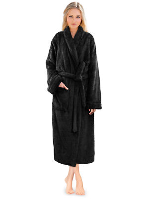 Premium Womens Plush Soft Robe Fuzzy Fluffy Warm Sherpa Fleece Bathrobe Spa Robe