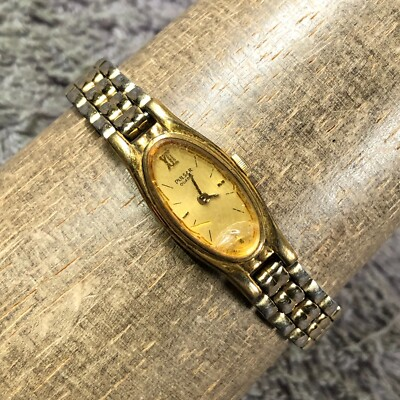 #ad Vintage Pulsar Women V220 6190 Dress Gold Tone Oval Quartz Analog 12mm Watch 6quot; $47.97