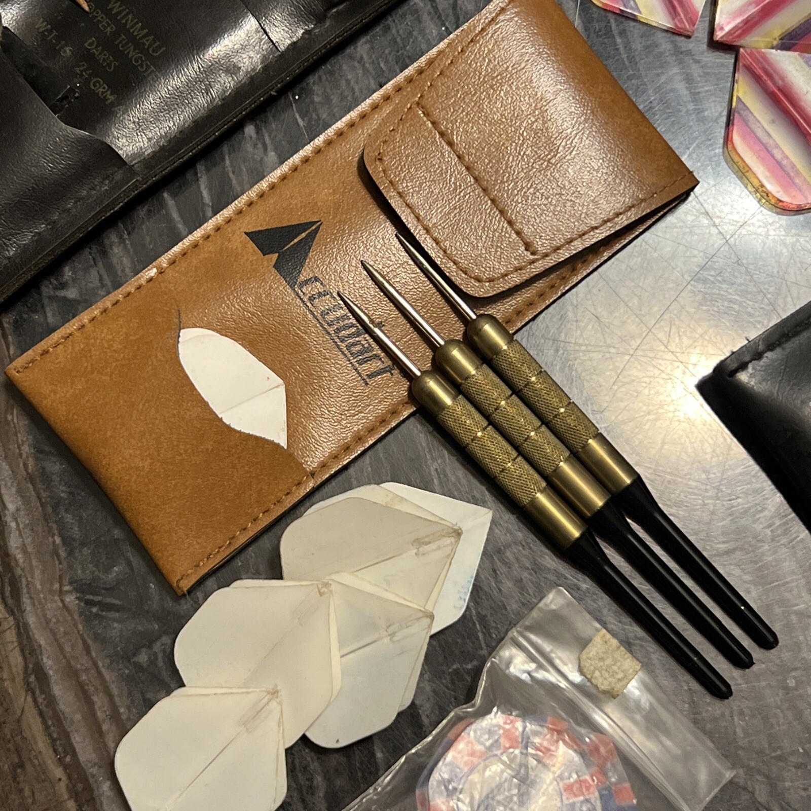 4 Set Lot Of Vintage Darts Accudart Cases & Accessories Tungsten Copper