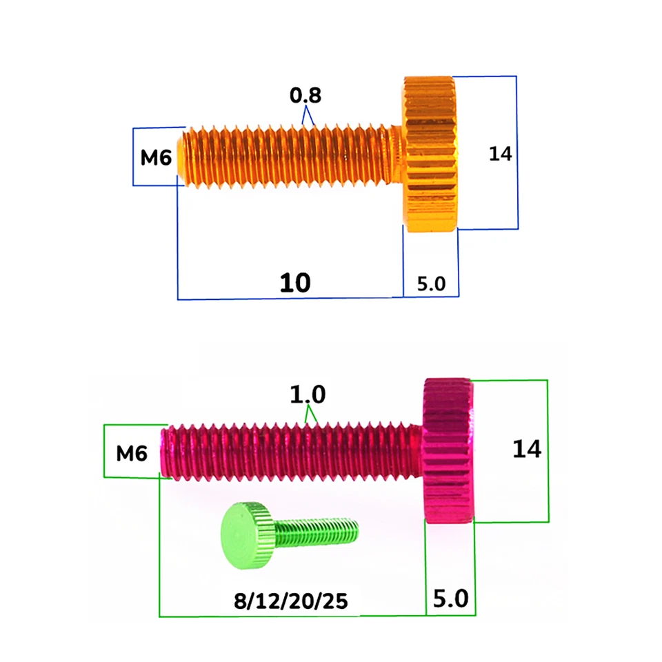 Rändelschrauben flache Form DIN 653 Aluminium M6 x 8 - 25 mm gerändelt Schrauben - Bild 2 von 3