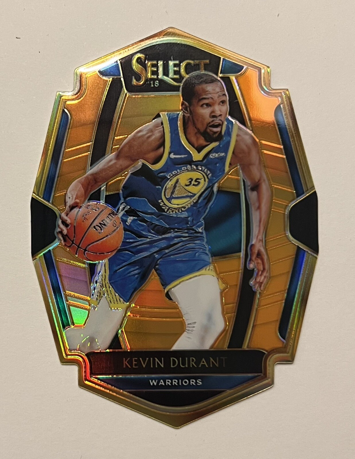 Kevin Durant 2018-19 Select- Premier Level-Orange Prizm Die Cut #/65 Warriors