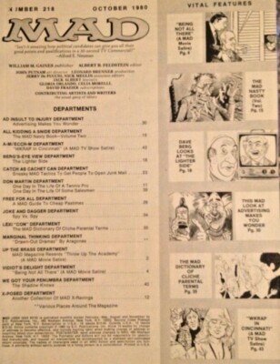 MAD MAGAZINE 10/80 #218 ALFRED E. NEUMAN FOR PRESIDENT, WKRP