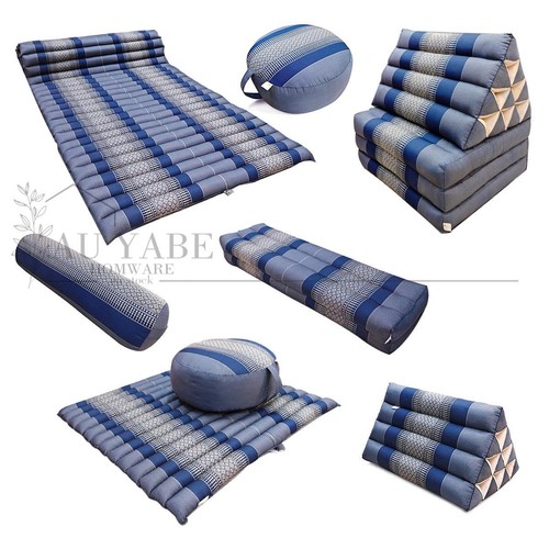 Thai GreyBlue Pillow Pad Cushion Handmade Thailand Natural Kapok Cotton Insert
