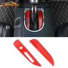 2pcs Red Shifter Shift Gear Panel Box Cover Trim Decor For Ford Mustang 2015-23