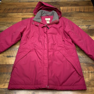 LL Bean Coat Womens Medium Pink Thinsulate Lined Hooded Pink