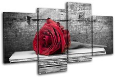 Roses Flowers Love Floral MULTI CANVAS WALL ART Picture Print VA