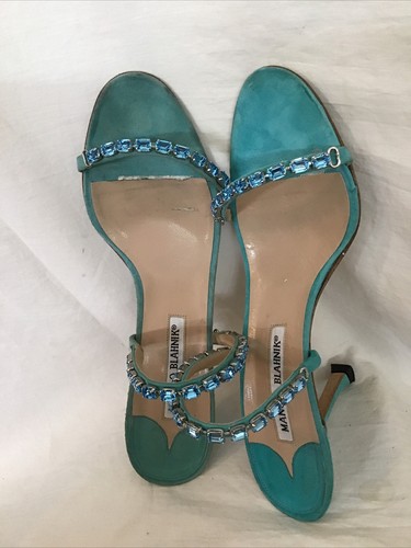 Manolo Blahnik Shoe Turquoise Suede 