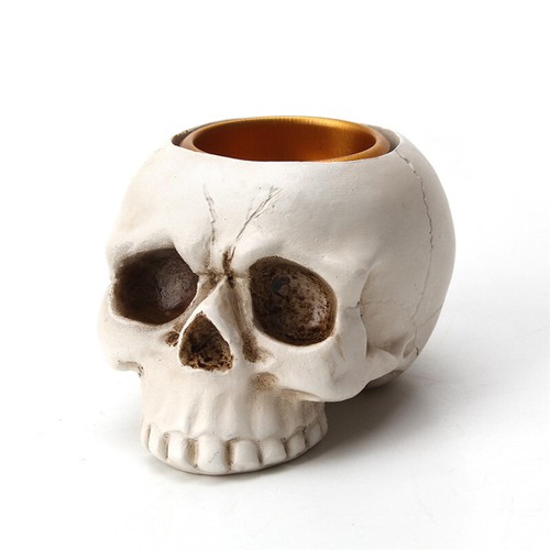 Kerzenständer Dekoration Halloween Gothic Skelett Schädel Kerzenhalter - Bild 1 von 8