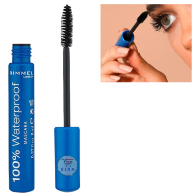Rimmel London 100% Waterproof Mascara Smudgeproof 8ml - 001 BLACK BLACK