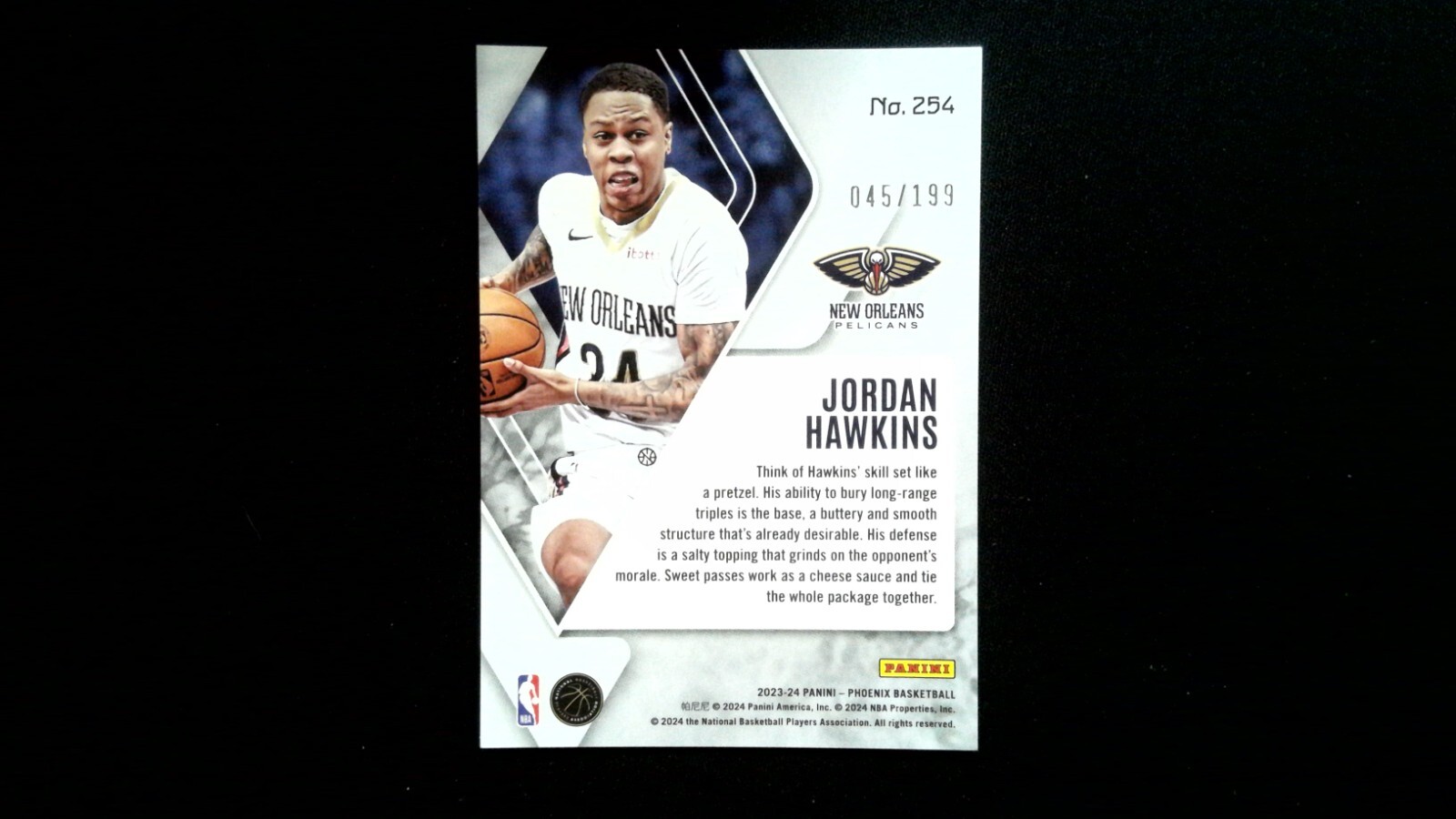 Numbered /199 Red 254 Jordan Hawkins Pelicans 2023 Panini Phoenix NBA Basketball