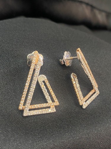 Exquisite 1.18 Cts Round Brilliant Cut Natural Diamonds Stud Earrings 14K Gold - Picture 9 of 13