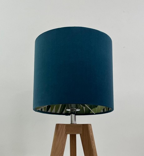 Pantalla Azul Teal Terciopelo Verde Palma Hojas Botánicas Tambor Luz Pantalla - Imagen 17 de 24