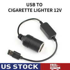 USB To 12V Car Cigarette Lighter Female Socket Converter Adapter Cable Connector