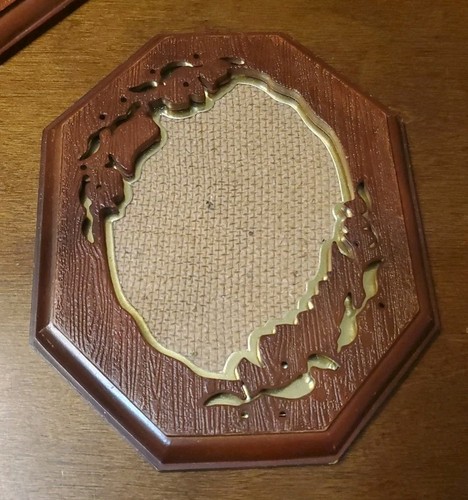 Vintage Posten Kunstholzmaserung achteckiger Bilderrahmen mit Goldakzentrand 6 x 4,75 - Bild 3 von 6