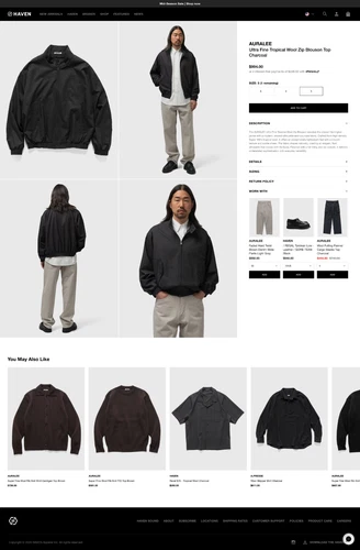 Auralee Ultra Fine Tropical Wool Zip Blouson Charcoal 5 NWT Harrington SS26 image 12