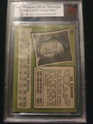 1971 Topps Al Kaline #180 Detroit Tigers BVG Graded 4 VG-EX - Picture 3 of 5