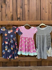 Lot 3 Girls Play Dresses Sz 6 Hanna Andersson Matilda Jane Tucker & Tate Dress 
