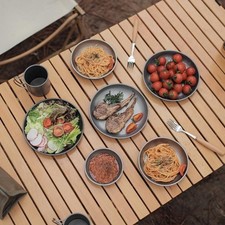 Titanium Outdoor Plate Lightweight 11.7 cm Square Salad Tray for Picnic Use