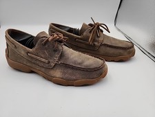TWISTED X MOCCASINS WOMENS SLIP ON BROWN LEATHER UPPER SIZE 6M