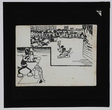 Mickey Mouse The Firefighters - Ensign 1930's Vintage Magic Lantern Slide  /AH01