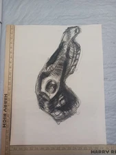 Vintage Original Charcoal Abstract 23 X 18 Not Signed