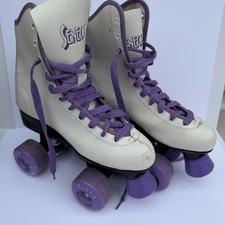 Vintage 80s 90s Seneca Rink Master Roller Skates Womens Size 5 White Purple