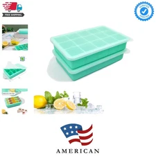 Versatile Silicone Ice Cube Trays - 15-Cube Molds, Dishwasher Safe, Mint Green