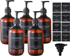 Shampoo Dispenser Bottles, 16.9oz 500ml Reusable Shampoo and Conditioner
