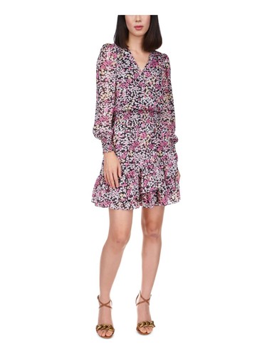 MICHAEL MICHAEL KORS Womens Black Skirt Lined Long Sleeve Short Dress P\XS