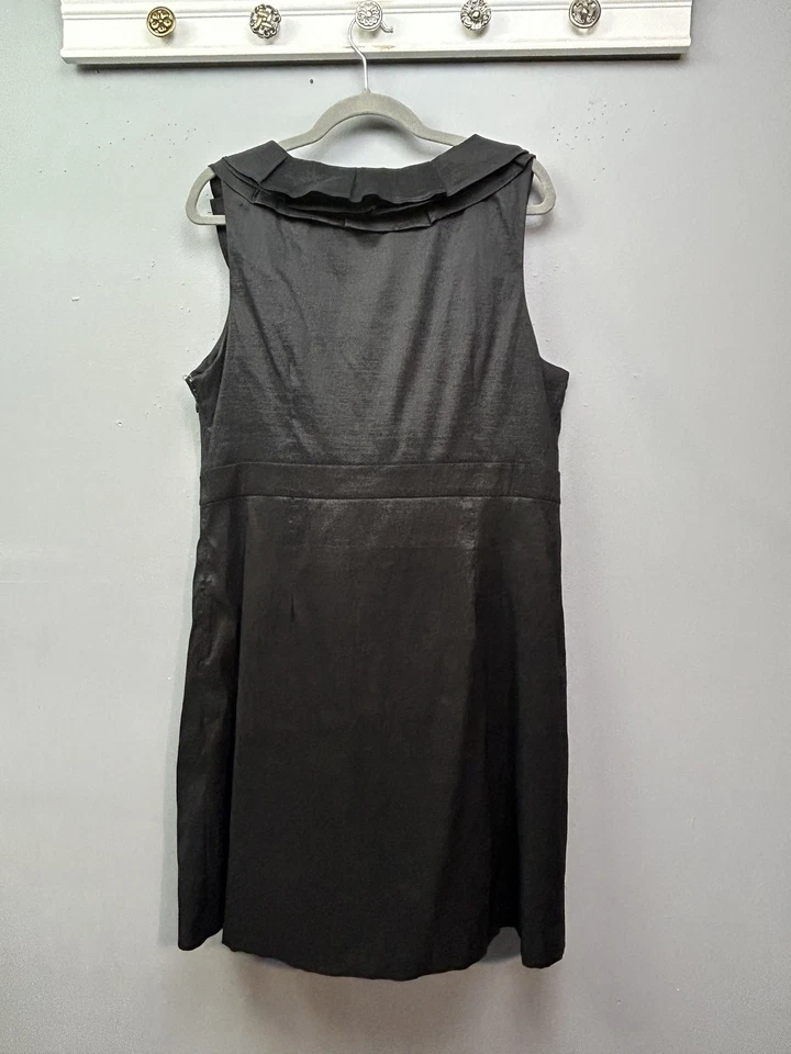 Merona 连衣裙女式 22W 黑色无袖荷叶领正式内衬聚酯纤维加大 — 第 2/4 张图片