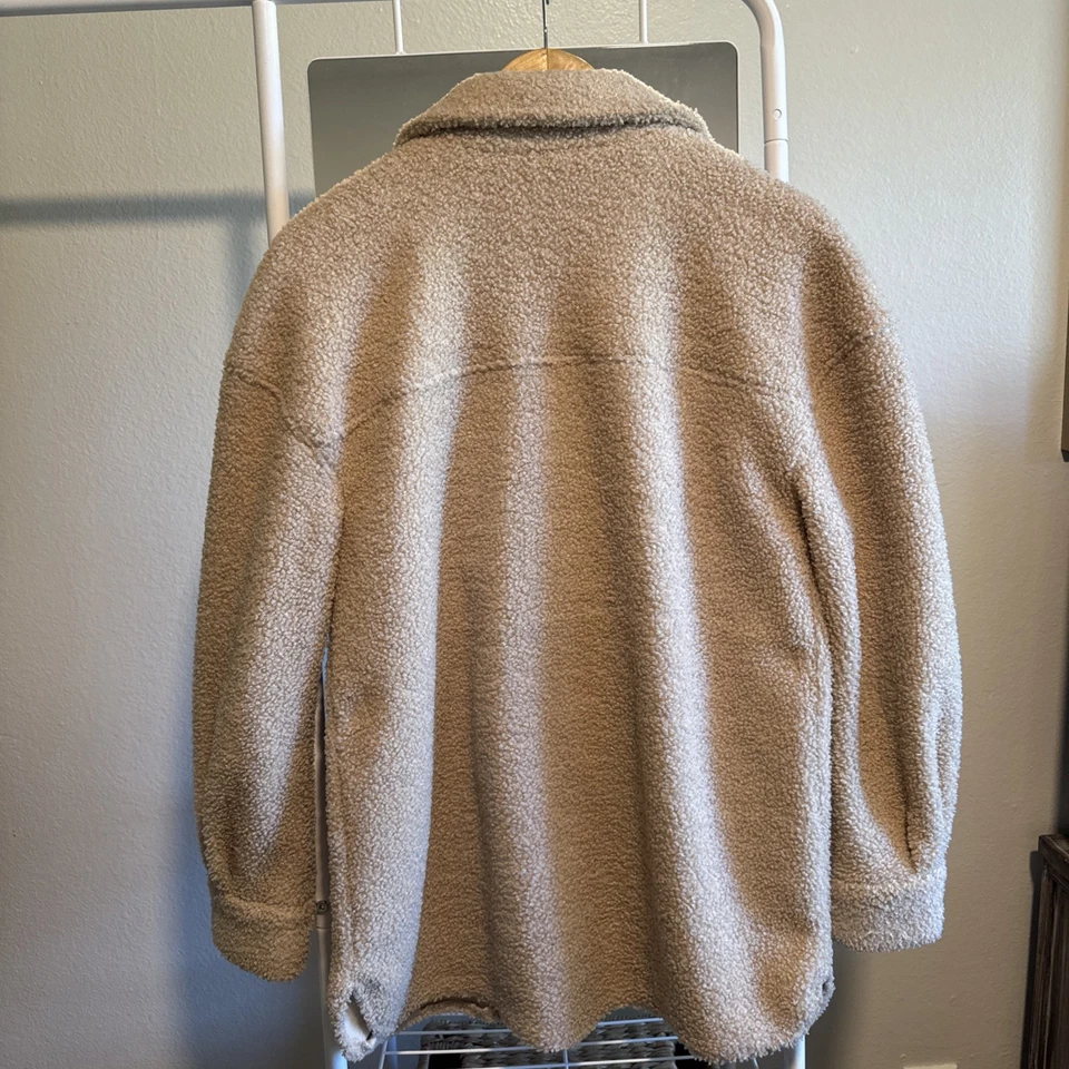 Chaqueta Sherpa Mujer Abrigo Cálido Talla Pequeña Tostado Beige Crema Abotonada S Foto 3 de 3