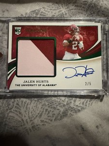 Immaculate  Jalen Hurts Rookie Patch Auto Emerald /5